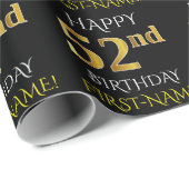 Black, Faux Gold "HAPPY 52nd BIRTHDAY" Cadeaupapier (Rol Hoek)