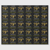 Black, Faux Gold "HAPPY 79th BIRTHDAY" Cadeaupapier (Vlak)