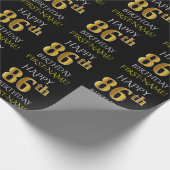 Black, Faux Gold "HAPPY 86th BIRTHDAY" Cadeaupapier (Hoek)