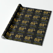 Black, Faux Gold "HAPPY 88th BIRTHDAY" Cadeaupapier (Uitgerold)