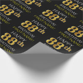 Black, Faux Gold "HAPPY 88th BIRTHDAY" Cadeaupapier (Hoek)