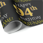 Black, Faux Gold "HAPPY 94th BIRTHDAY" Cadeaupapier (Rol Hoek)