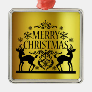 Black Faux Gold Merry-kerstversiering Metalen Ornament