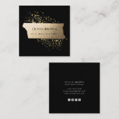 Black Faux Gold Minimalist Professional Vierkante Visitekaartje (Voorkant / Achterkant)