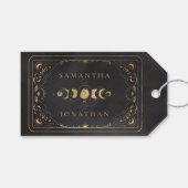 Black & Faux Gold Tarot Hemelse Huwelijk Cadeaulabel (Voorkant (Horizontaal))