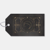 Black & Faux Gold Tarot Hemelse Huwelijk Cadeaulabel (Achterkant Horizontaal)