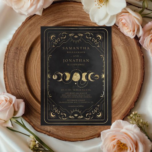 Black & Faux Gold Tarot Hemelse Huwelijk Kaart