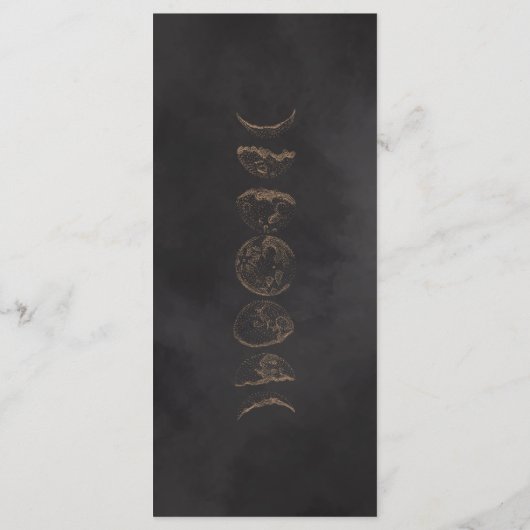 Black & Faux Gold Tarot Hemelse Huwelijk Menu (Achterkant)