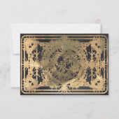 Black & Faux Gold Tarot Hemelse Huwelijk RSVP Kaartje (Achterkant)