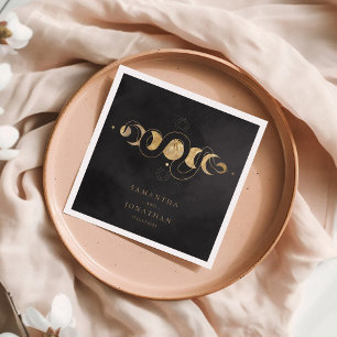 Black & Faux Gold Tarot Hemelse Huwelijk Servet