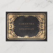 Black & Faux Gold Tarot Hemelse Trouwdetails Informatiekaartje (Achterkant)