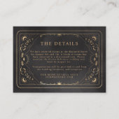 Black & Faux Gold Tarot Hemelse Trouwdetails Informatiekaartje (Voorkant)