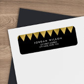 Black Faux Gold Triangle Pattern Modern Address Etiket