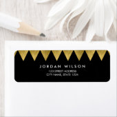 Black Faux Gold Triangle Pattern Modern Address Etiket (Insitu)