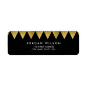 Black Faux Gold Triangle Pattern Modern Address Etiket (Voorkant)