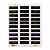 Black Faux Gold Triangle Pattern Modern Address Etiket (Full Sheet)