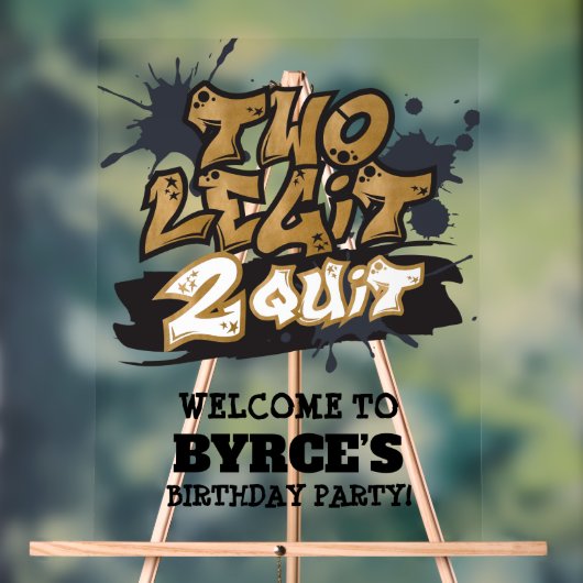 Black Faux Gold Two Legit 2 - Welkom Acryl Bord (Neutraal)