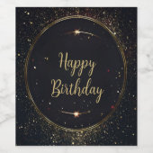 Black & Faux Gold Verjaardag Drink Label Wijn Etiket (Enkel label)