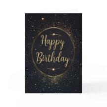 Black & Faux Gold Verjaardag Kaart