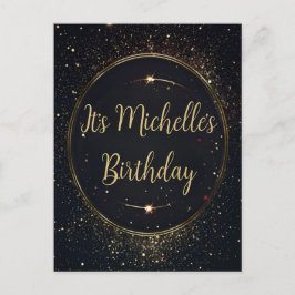 Black & Faux Gold verjaardagsuitnodiging Uitnodiging Briefkaart