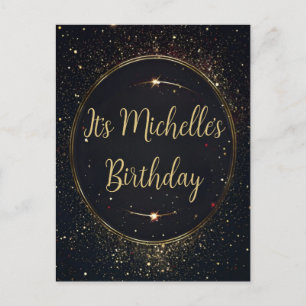 Black & Faux Gold verjaardagsuitnodiging Uitnodiging Briefkaart