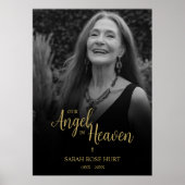 Black Faux Golden Luxurious Chic Photo Funeral Poster (Voorkant)