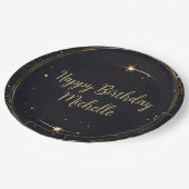 Black & Faux Gouden Verjaardag Papieren Bordje (Gekanteld)