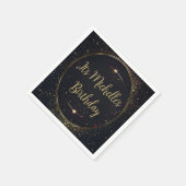 Black & Faux Gouden Verjaardag Servet (Hoek)