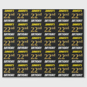 Black, Faux/Imitation Gold, "22nd BIRTHDAY" Cadeaupapier (Vlak)