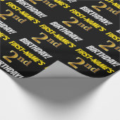 Black, Faux/Imitation Gold, "2nd BIRTHDAY" Cadeaupapier (Hoek)