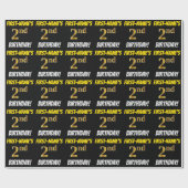 Black, Faux/Imitation Gold, "2nd BIRTHDAY" Cadeaupapier (Vlak)