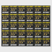 Black, Faux/Imitation Gold, 35th BIRTHDAY Cadeaupapier (Vlak)