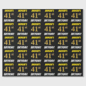 Black, Faux/Imitation Gold, "41st BIRTHDAY" Cadeaupapier (Vlak)