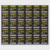 Black, Faux/Imitation Gold, "47th BIRTHDAY" Cadeaupapier (Vlak)