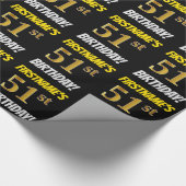 Black, Faux/Imitation Gold, "51st BIRTHDAY" Cadeaupapier (Hoek)