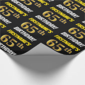 Black, Faux/Imitation Gold, 65th BIRTHDAY Cadeaupapier (Hoek)