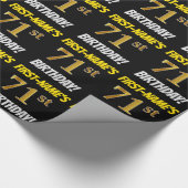 Black, Faux/Imitation Gold, "71st BIRTHDAY" Cadeaupapier (Hoek)