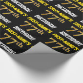Black, Faux/Imitation Gold, 77th BIRTHDAY Cadeaupapier (Hoek)