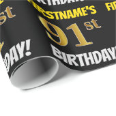 Black, Faux/Imitation Gold, "91st BIRTHDAY" Cadeaupapier (Rol Hoek)