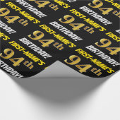 Black, Faux/Imitation Gold, 94th BIRTHDAY Cadeaupapier (Hoek)