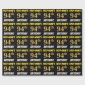 Black, Faux/Imitation Gold, 94th BIRTHDAY Cadeaupapier (Vlak)
