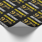 Black, Faux/Imitation Gold, 97th BIRTHDAY Cadeaupapier (Hoek)