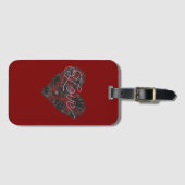 Black Faux Lace Heart Floral Bagagelabel (Voorkant (horizontaal))