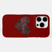 Black Faux Lace Heart Floral Case-Mate iPhone Case (Achterkant (horizontaal))