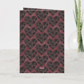Black Faux Lace Heart Floral Kaart (Achterkant)