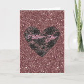 Black Faux Lace Heart Floral Kaart (Voorkant)