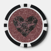 Black Faux Lace Heart Floral Poker Chips (Voorkant)