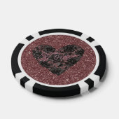 Black Faux Lace Heart Floral Poker Chips (Enkel)