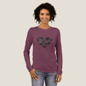 Black Faux Lace Heart Floral Tri-Blend Shirt (Voorkant)