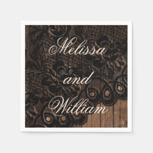 Black Faux Lace Wedding Servet